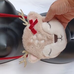 Kids Reindeer Purse!  Cotton knit, fuzzy, 6" diameter